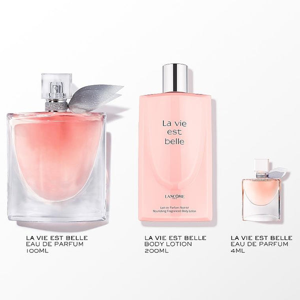 Lancome La Vie Est Belle Gift Set With 100ml EDP Spray + 10ml EDP Spray + 50ml Body Lotion + Mascara 01 Noir 2ml